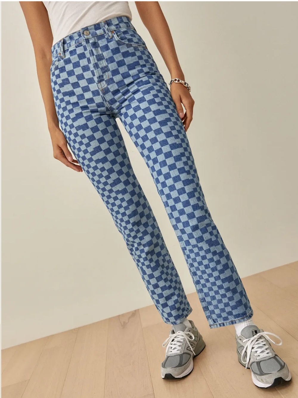 Reformation Cynthia Checkerboard High Rise Straight Jeans - 30